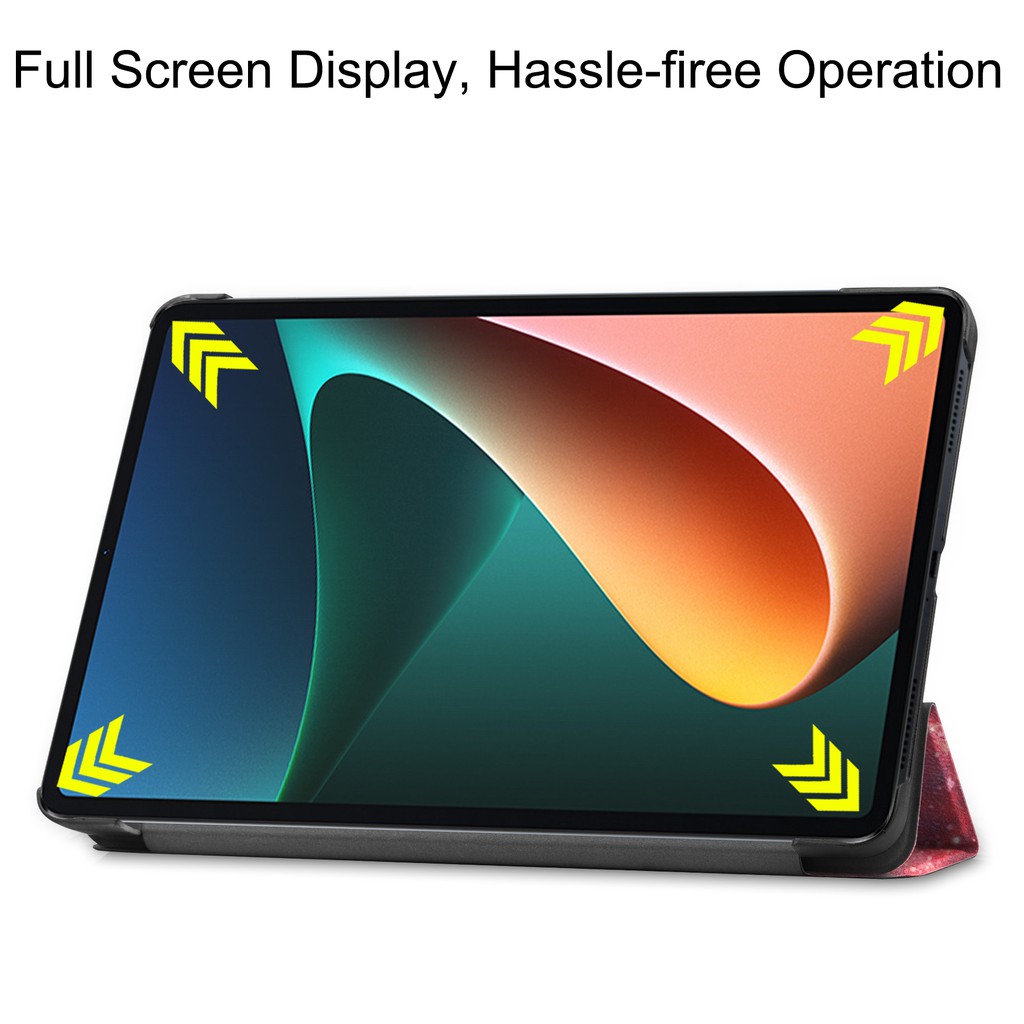 Untuk Xiaomi Pad5/Pro/5G 11.0 Inci 2021sarung Pelindung Tablet Fashion Tri-fold Warna Solid Flip Leather Cover Berdiri Shell