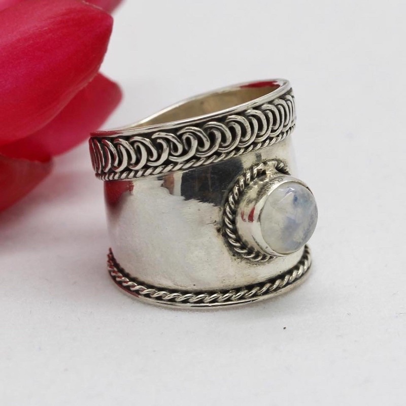 CINCIN MOONSTONE CINCIN PERAK ASLI 925 CINCIN BALI PERAK BAKAR