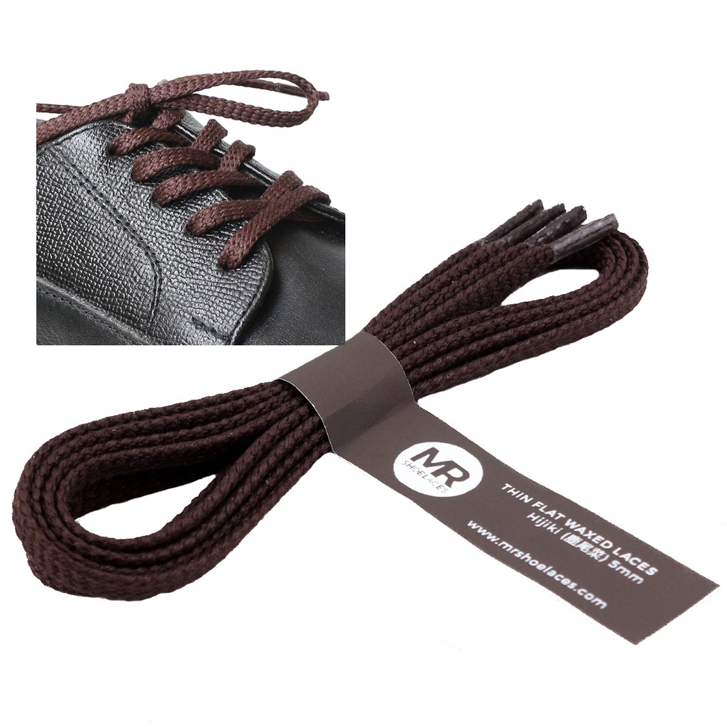 MR Shoelaces TH02 Hijiki (Coklat Tua) Tali Sepatu Lilin Gepeng Thin 3-4mm (Waxed Laces) 50cm 80cm 120cm 150cm Brown