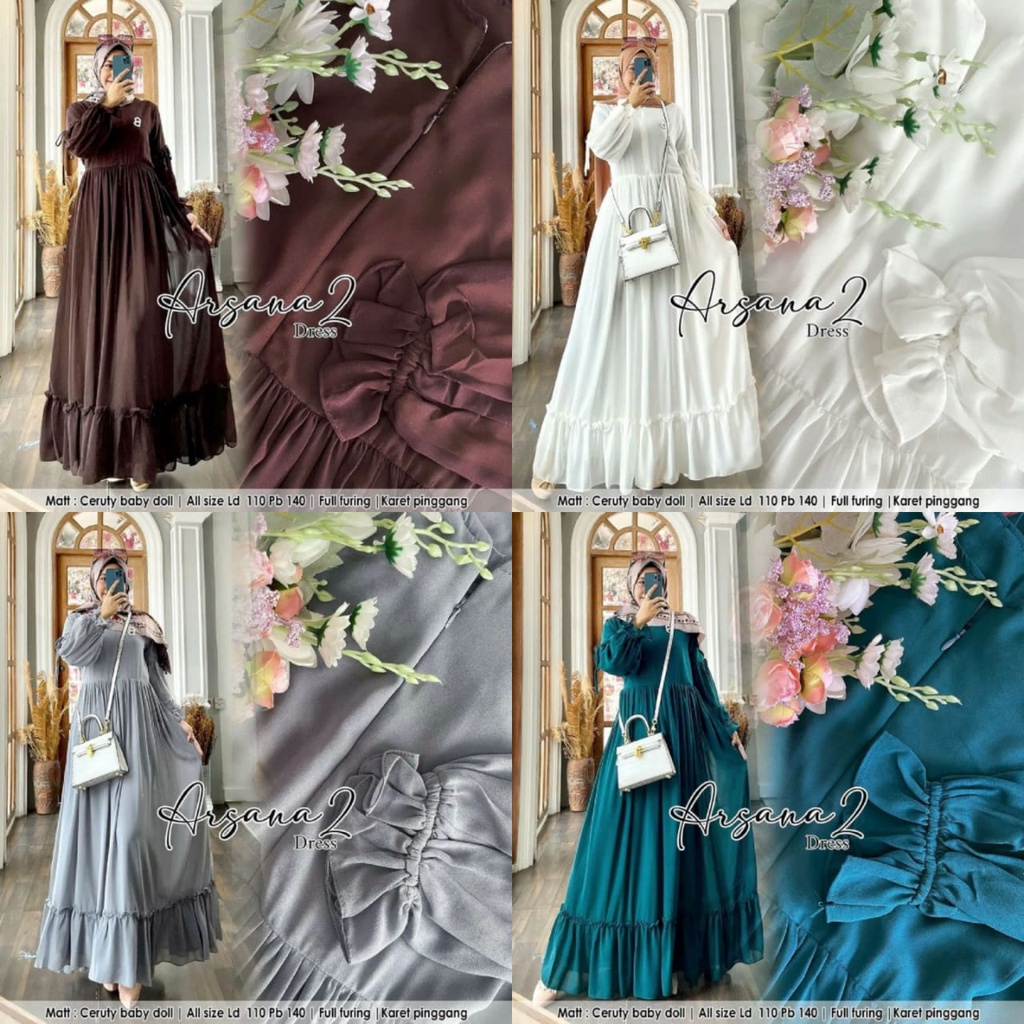 ARSANA DRESS- dress wanita / dress kondangan / dress polos / dress murah / dress wanita muslimah