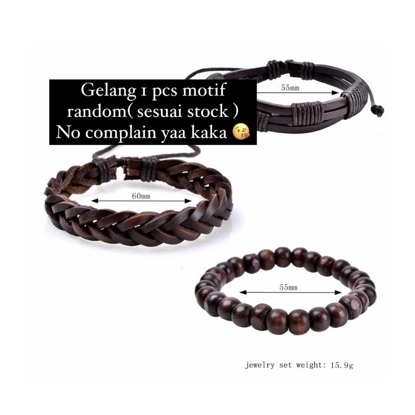 Jam Tangan Pria Gelang Set - Jam Tangan Kado - Jam Tangan Pria Kasual - Jam Tangan Pria Anti Air EL9090-5