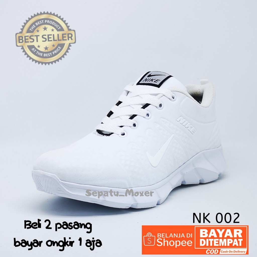  Sepatu  running  white pria wanita full putih sepatu  casual 