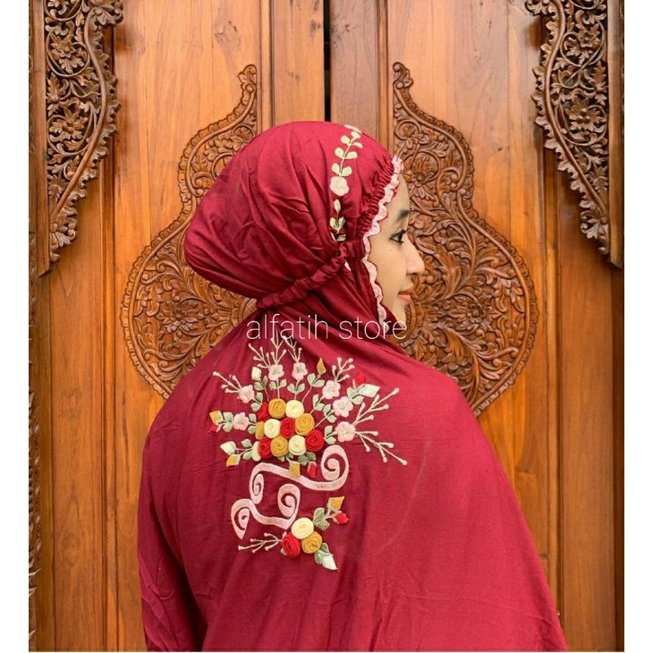 Mukena rayon bordir tile lajuran