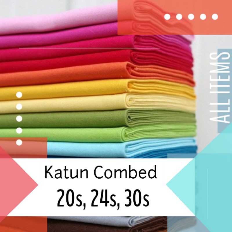 Jual kain  kaos meteran dan kiloan cotton combed  20s 