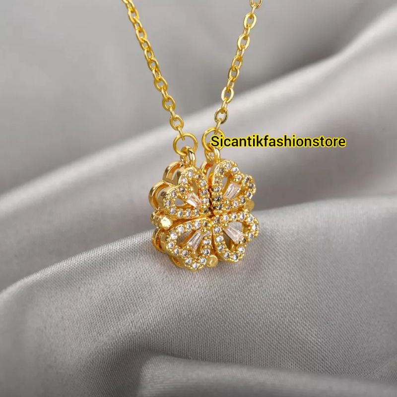 Kalung Titanium Gold Liontin Love 2 Layer Terbaru Terlaris Anti Karat Selamanya Kalung Wanita Korea Liontin Love Gold 2 Layer Fashion Wanita K5 Gold Liontin Love