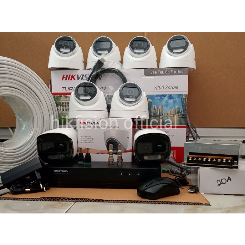 Paket cctv COLORVU HIKVISION 2mp 8 camera lengkap