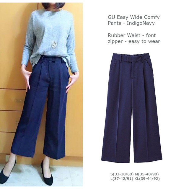 Uniqlo GU kulot navy - easy wide pants by uniqlo