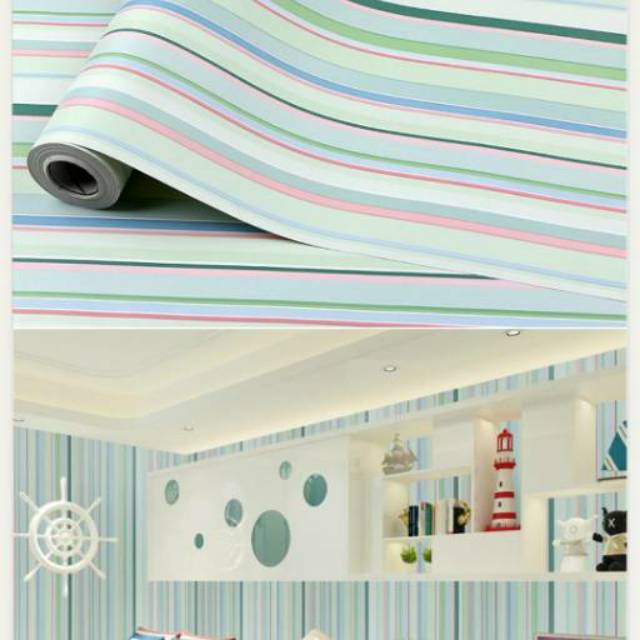 Wallpaper Sticker dinding Garis minimalis hijau kecil Ukuran 45 cm x 10 m kode CY1094