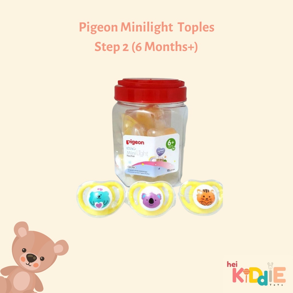 Pigeon Minilight Silicone Pacifier Empeng Toples 12 Karakter (Eceran) step 2