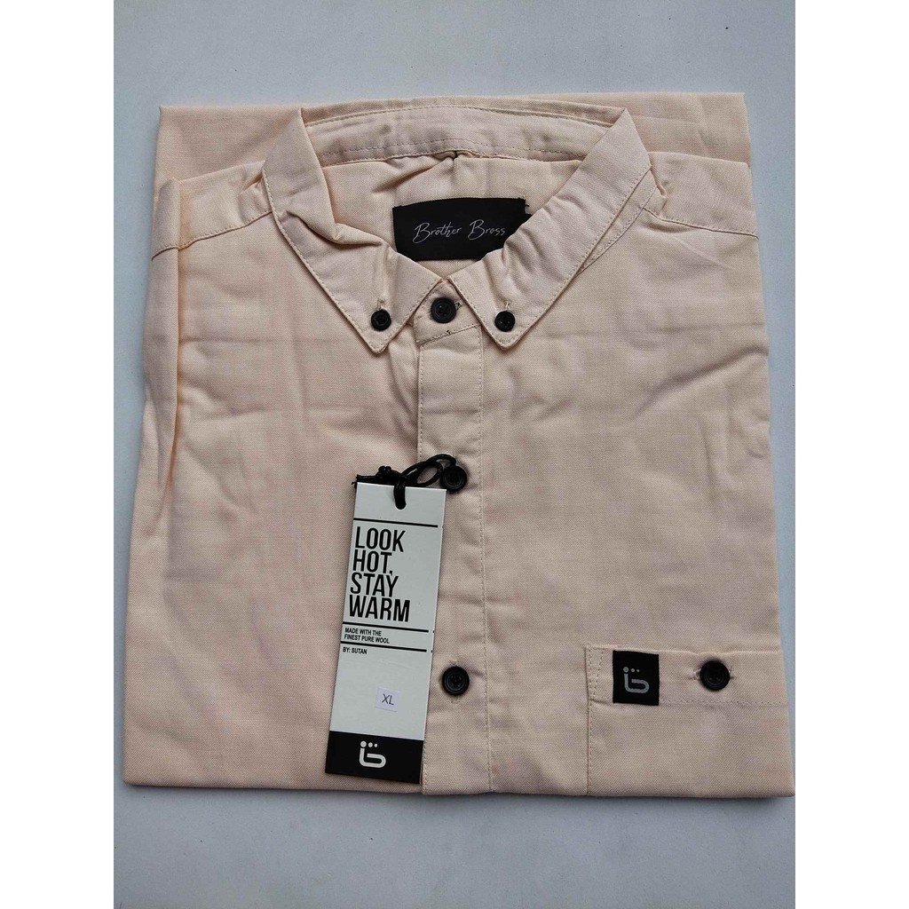 BROTHER BROSS Kemeja Pria Lengan Pendek Cream Only M