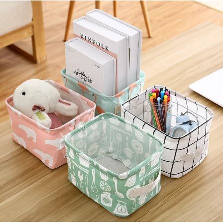 JG - Keranjang Lipat Storage Box Organizer Kotak Penyimpanan Tempat Wadah Aksesoris Mini Multifungsi Lucu