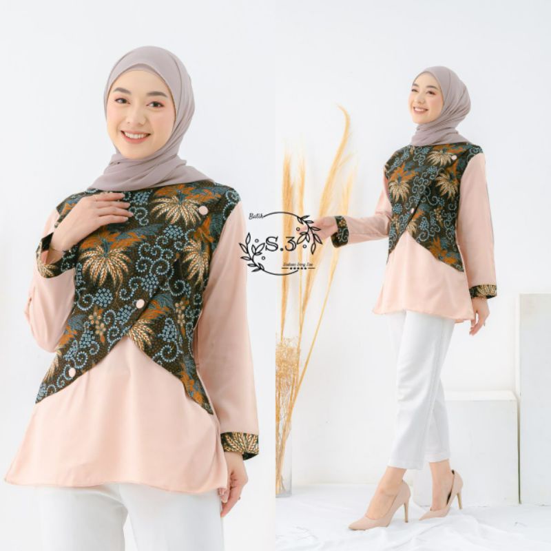 Baju Batik Wanita Modern Atasan Kantor M L XL XXL Asli Pekalongan