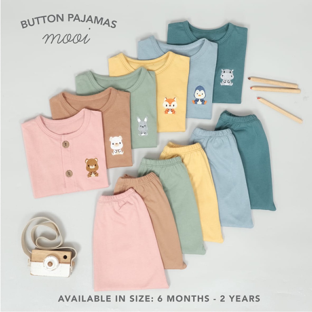 PROMO 7.7 Mooi Short Sleeve Button Setelan Piyama anak Pajamas Setelan Bayi  0-24 bulan Part 2