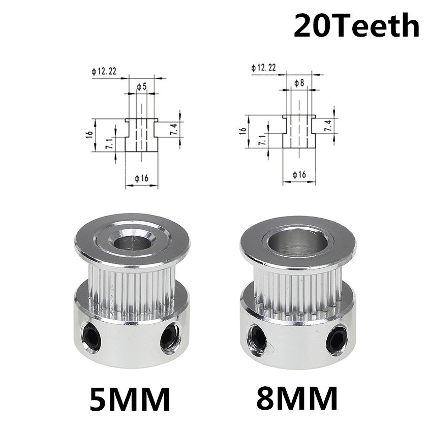 GT2 Pulley 20 Teeth Bore 8mm For 3D Print Reprap 8 mm