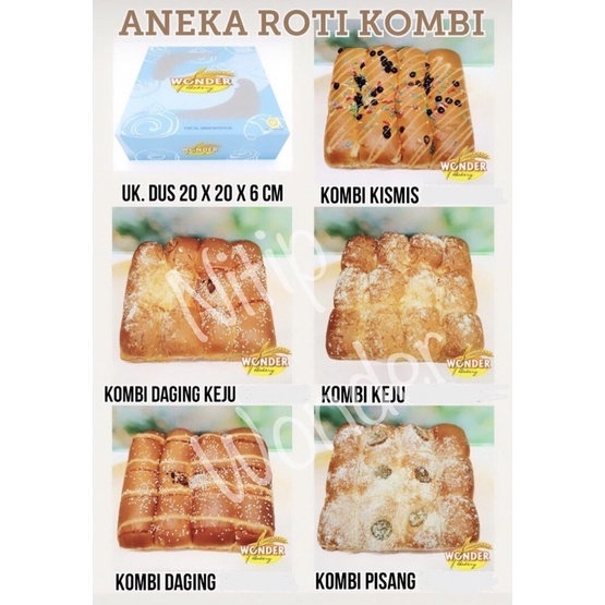 

(FREE KARDUS DAN BUBBLE WRAP) Roti Kombi Daging Keju Coklat Kismis Pisang Wonder Bakery Solo Salatiga Semarang