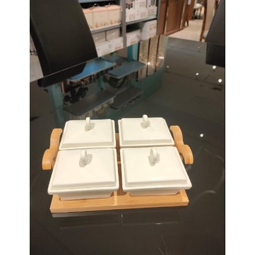 serving set wadah saji makanan dengan tutup set keramik wadah penyimpanan makanan