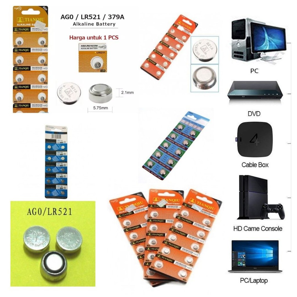 Baterai Jam Kancing Serbaguna LR41 LR44 LR521H LR920H LR1130 1 PCS 111107