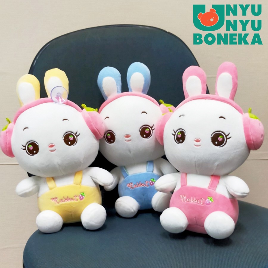 Boneka Kelinci Earphone Size 8&quot;/28cm/animal/BinatangLucu/souvenir/KelinciKecil/MainanAnak