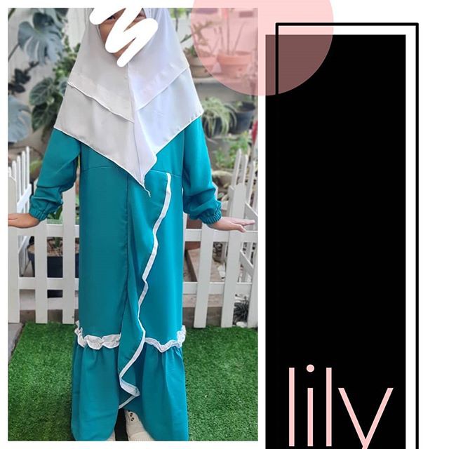 LILY SYARI KIDS 7 - 9 TAHUN Kain MOSSCRAPE Gamis Remaja Perempuan Dres Remaja Muslim Gamis Syari Set