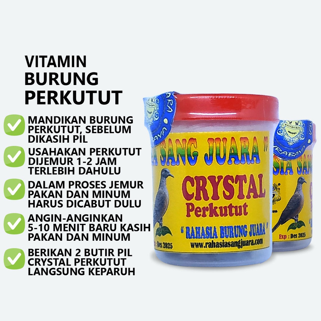 CRYSTAL PERKUTUT [PIL] | JAMU PIL VITAMIN PERKUTUT GACOR MANGGUNG BUAT LOMBA MAUPUN RUMAHAN