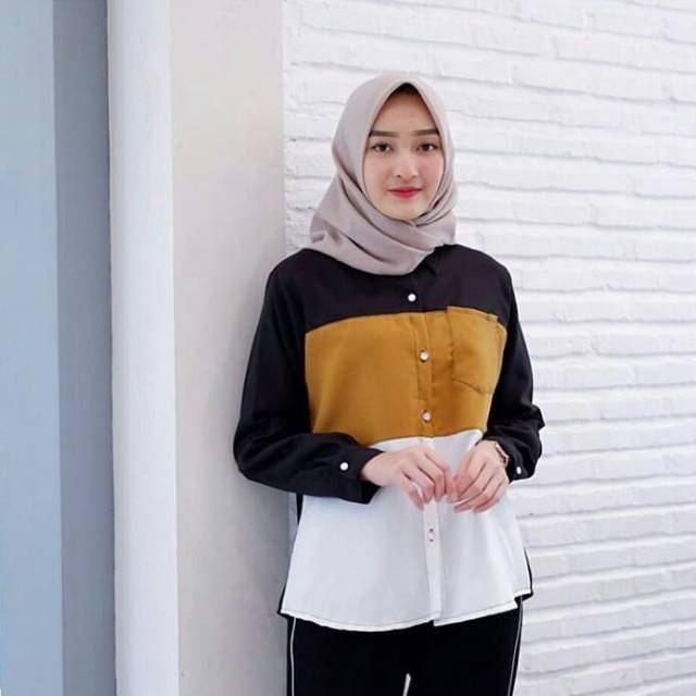 ATASAN WANITA KEMEJA/ KEMEJA 3 TONE