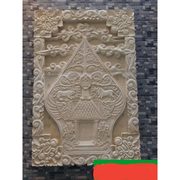 batu alam ukiran pewayangan Kekayon dekorasi dinding batu alam
