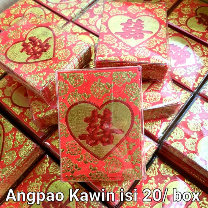 Angpao Kawin Kecil Box isi 20 Angpau Sangjit Murah Ampao Shuangshi Harga Grosir Termurah