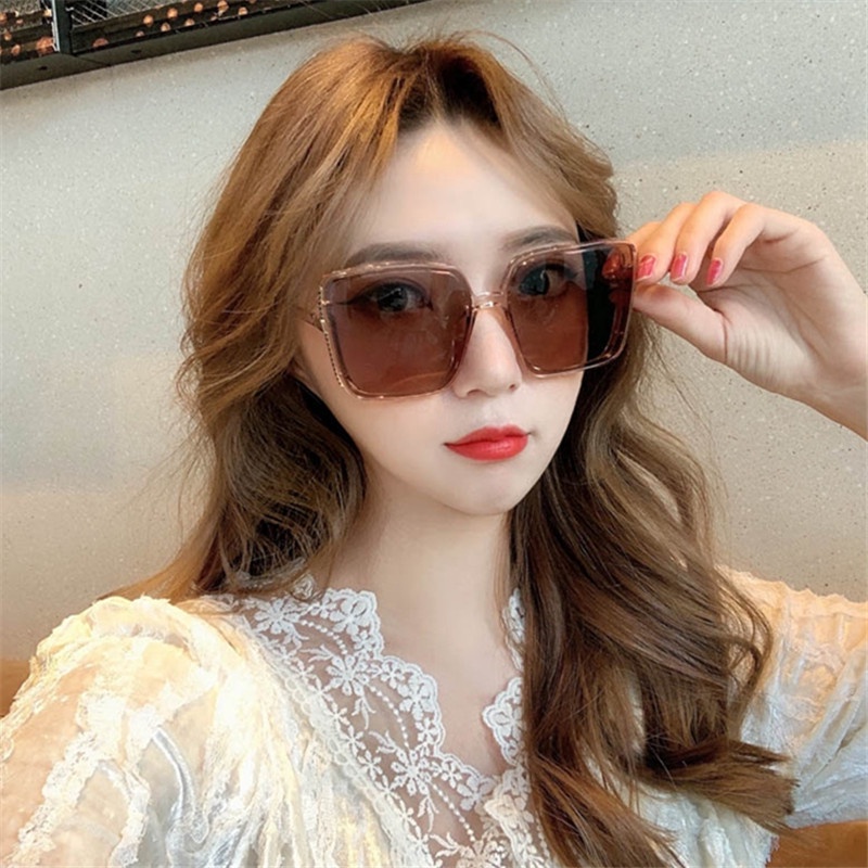 (YUZHU) Kacamata Hitam Oversize Fashion Gaya Korea Untuk Wanita Bingkai Persegi Warna Warni Shades Sunglasses