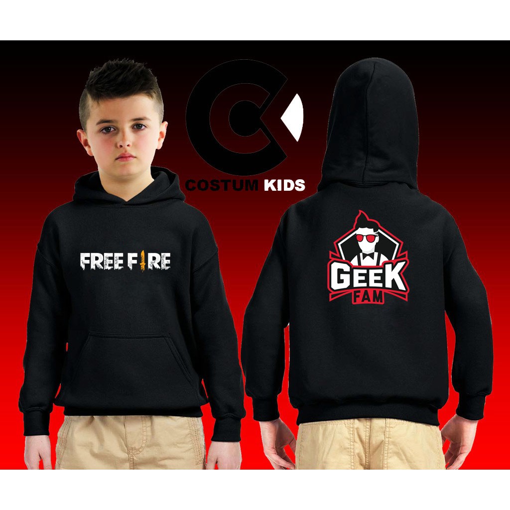 JAKET SWEATER HOODIE ANAK GAME FREEFIRE GEEK FAM ESPORTS
