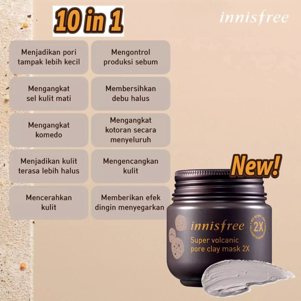 [BPOM] Innisfree Super Volcanic Pore Clay Mask 2x| Stick Mask | Peel Of Mask | Jeju Clay Mask