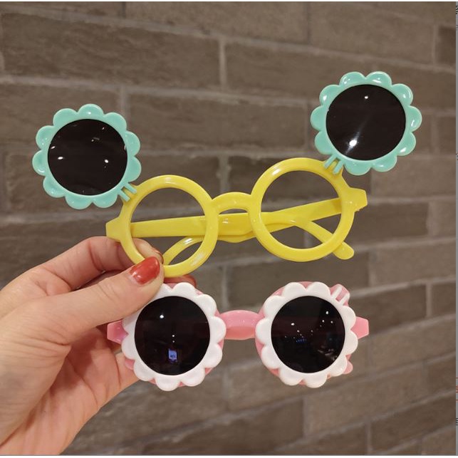 T&amp;Y Kacamata Anak Fashion Kacamata Anak Motif Bunga Matahari Kacamata Hitam High Quality Kids Sunglasses Kaca Mata Murah Import