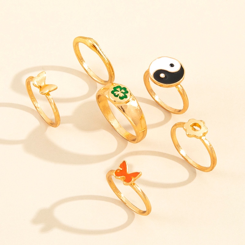 Eropa dan Amerika baru personalized retro cincin Yin dan Yang butterfly bunga wanita perempuan akses