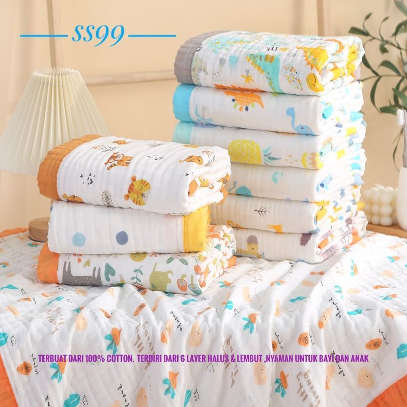 Selimut Anak /Bayi 6 Layers Premium Quality Baby Blanket Pure Cotton