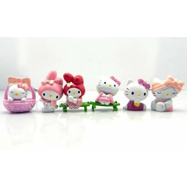 Hello Kitty Action Figure Set Melody Cake Topper Hiasan Kue Tart Mainan Anak Murah