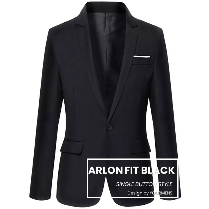 BLAZER SLIMFIT PRIA WARNA HITAM LIST PUTIH ARLON FIT BLACK ORIGINAL NIKAYU HIGH TWIST PREMIUM