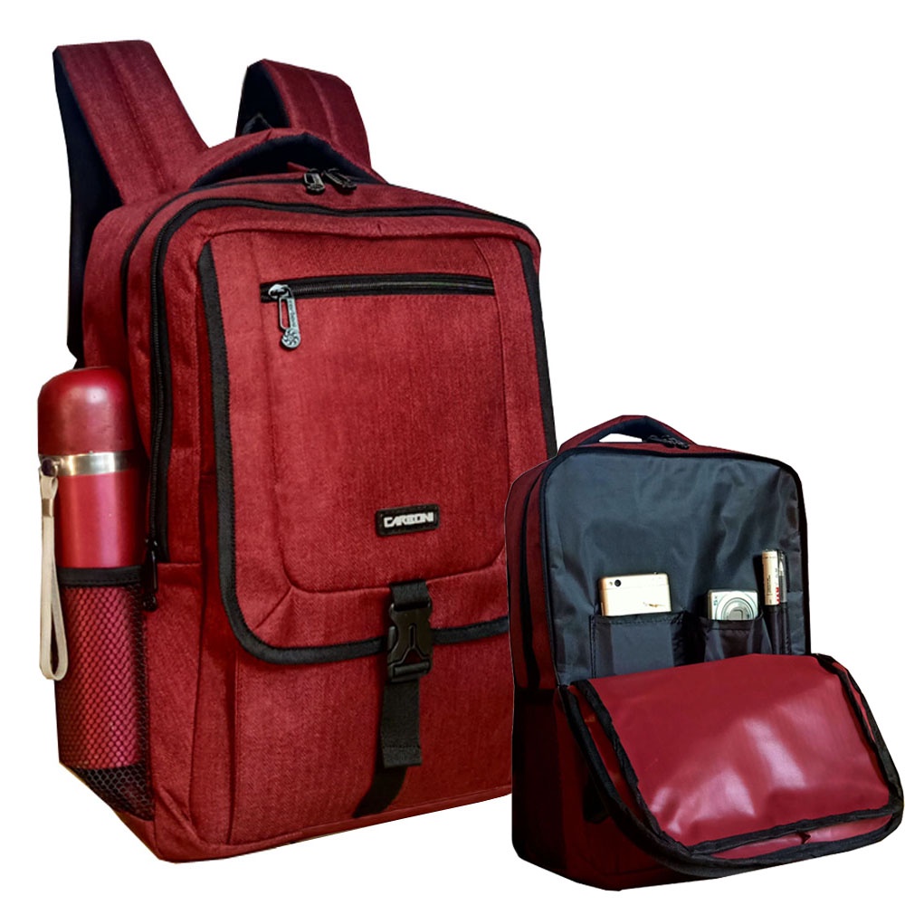 Backpack Carboni Make My Day Tas Ransel Original MAOO141 red Tas Sekolah SD/ SMP Urban Style Casual pria wanita + FRE Raincofer