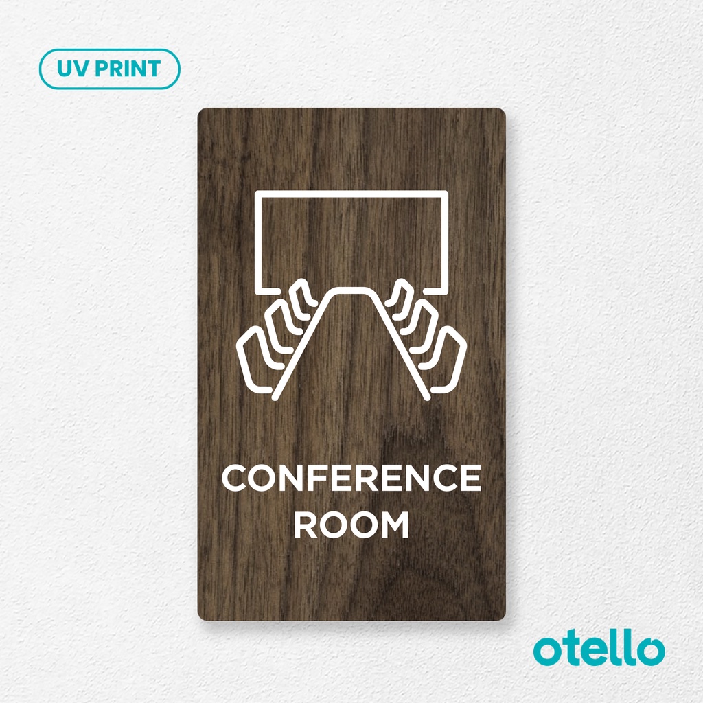 Otello - Conference Room Sign Board Kayu Print Signage Label Nama Ruang Kantor Sticker Tempel Office Stiker Timbul