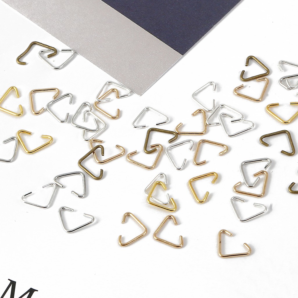 【Checkout RP100】100 Pcs Cincin Konektor Kait Clasps Bentuk Segitiga Ukuran 6x10mm Untuk Membuat Perhiasan