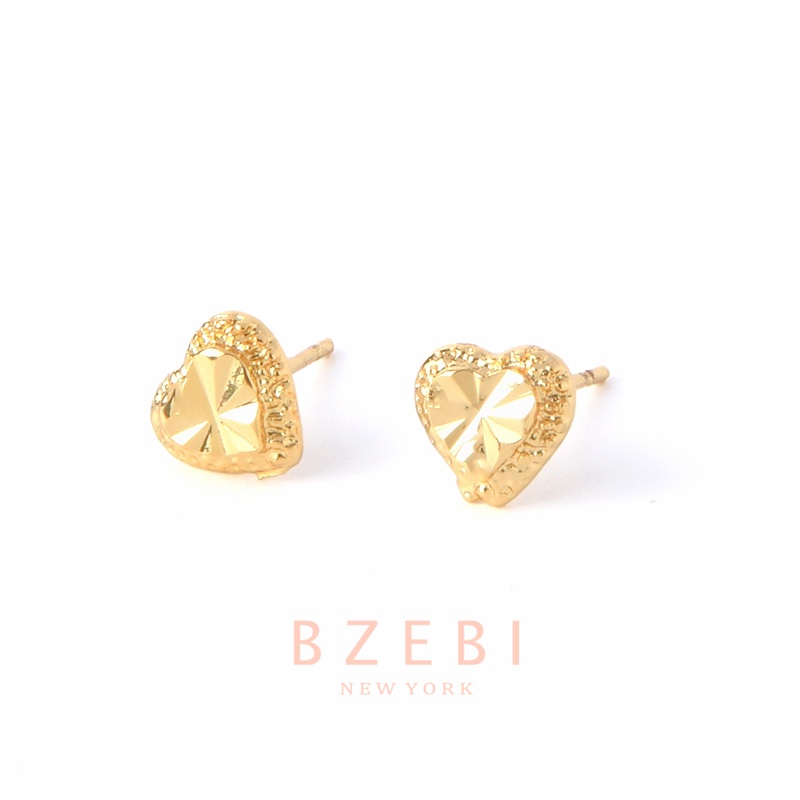 Bzebi Anting Bulat Lapis Emas 18k Bentuk Hati Gaya Korea Untuk Wanita / Hadiah Ulang Tahun 328e