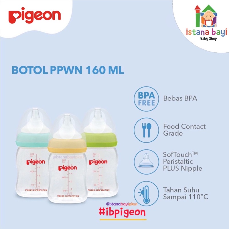 PIGEON BOTOL PP WIDE NECK Beli 2 Gratis 1 160 ml ( 3 Pcs ) - Pigeon Botol Susu