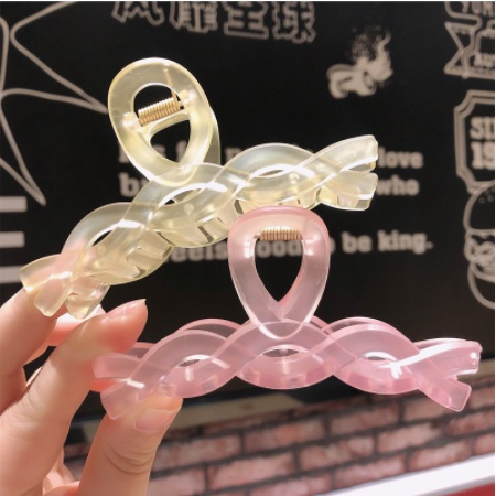 PREMIUM Jepit Rambut Line Ink Wave Transparan Snowflakes 11CM Pastel - Korean Frosted Hair Clip