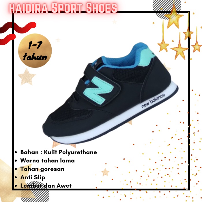 Sepatu Anak Bayi Balita Laki-laki Perempuan Cewe Cowo Sneaker Sekolah Olah Raga New Balance hitam bi