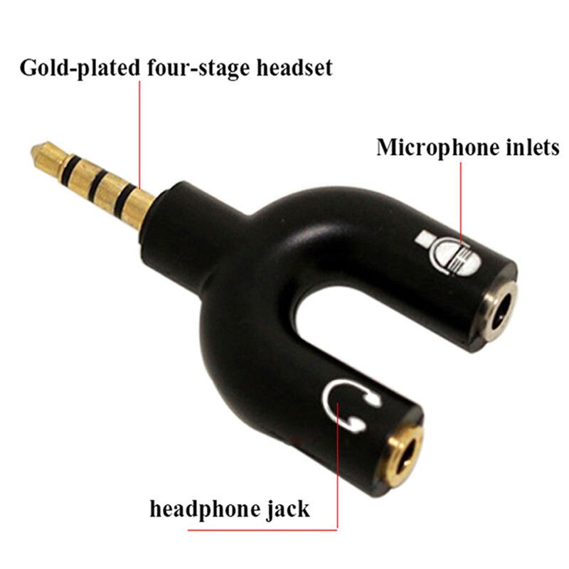 TaffSTUDIO Y Split Jack 3.5mm Jek Audio Microphone Mic split dari HP Headphone &amp; Mic - K0650 3.5mm Earphone Connector Converter Stereo Splitter Audio To Mic &amp; Headset Jack Plug For Smart Phone Laptop Headsets Adapters