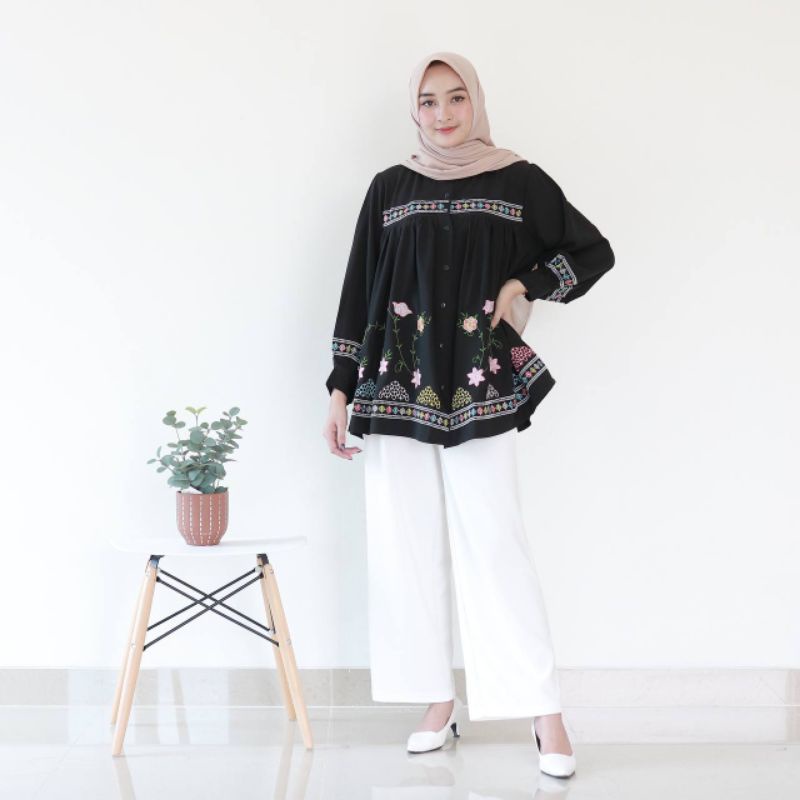 Jasmine Bordir Tunik - Tunik Motif - Tunik Bordir Asli - Tunik Wanita Motif - Tunik Wanita Bordir - 