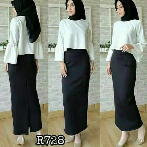 Rok span pensil panjang !!! Matt scuba all size/basis polos