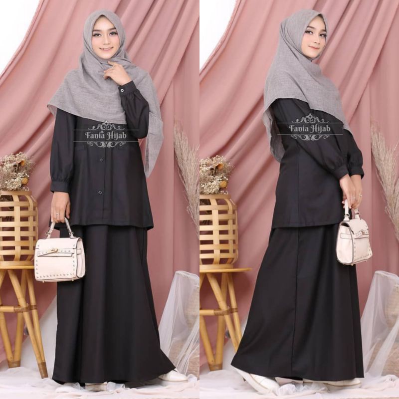 GAMIS PEMDA INARA HITAM BLACK TOYOBO FANIA HIJAB