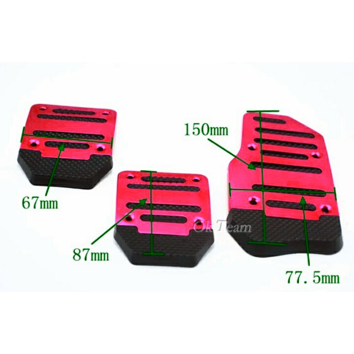 Merah Cover Pedal Gas Rem Kopling Mobil Pijakan Kaki Manual Anti Slip