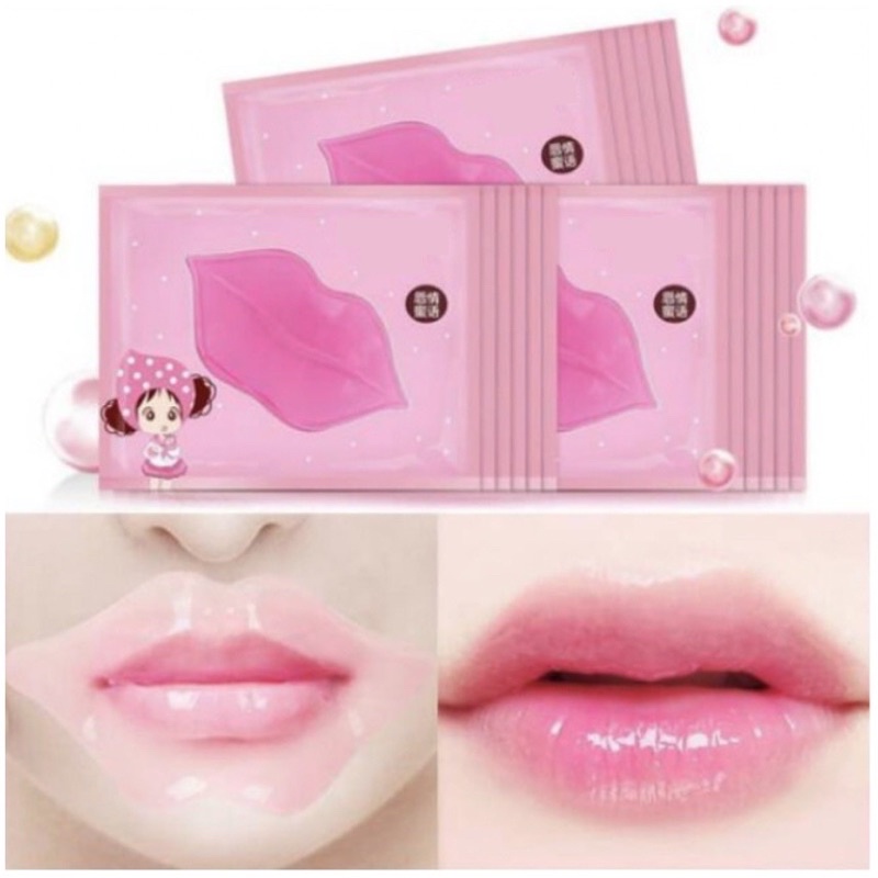 Masker Bibir Collagen / Lip Mask tempel di bibir