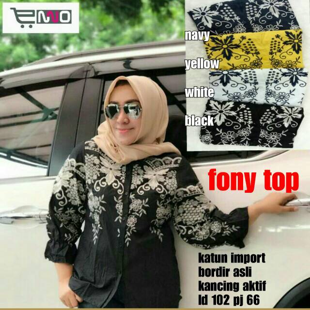 Atasan hijab fony top|blouse hijab|atasan busui|blouse bordir|atasan