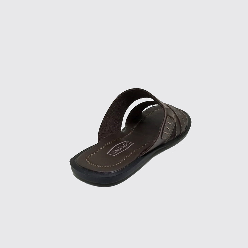 Mzio - Sandal Kulit Asli 100% Ukuran Besar | Big Size 44 45 46 47 48 | Sandal Pria Ukuran Jumbo | J-17 Dark Brown